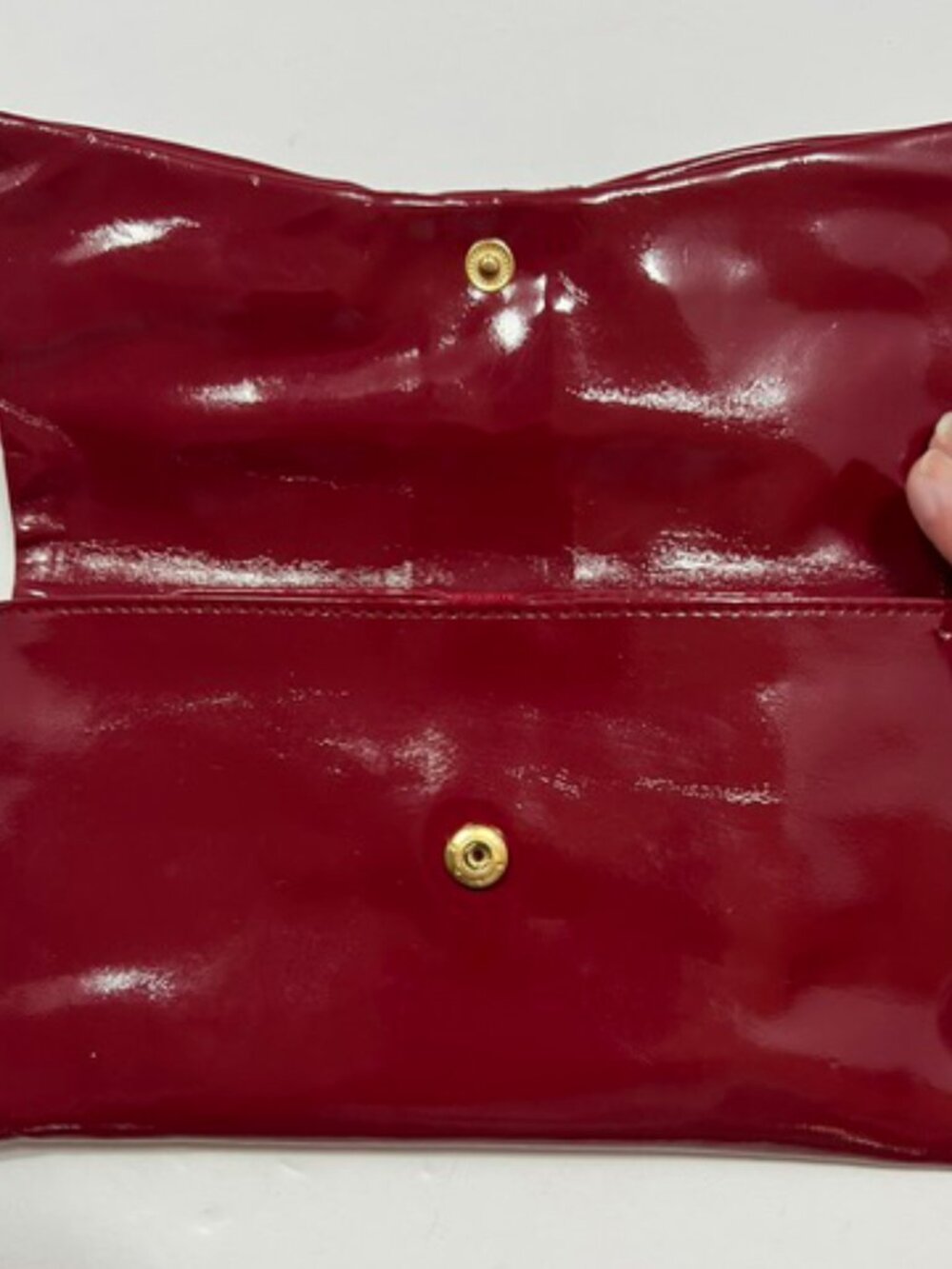 Estee Lauder Glossy Red Clutch with Mirror insert Patten-leather look Y2K Glam - Picture 3 of 9